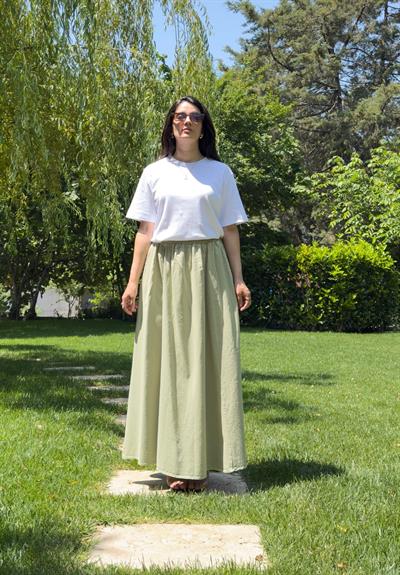 Hakama Gabardin Uzun Etek Ç.Yeşili