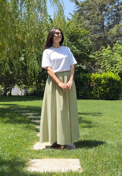 Hakama Gabardin Uzun Etek Ç.Yeşili