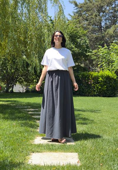 Hakama Gabardin Uzun Etek Füme
