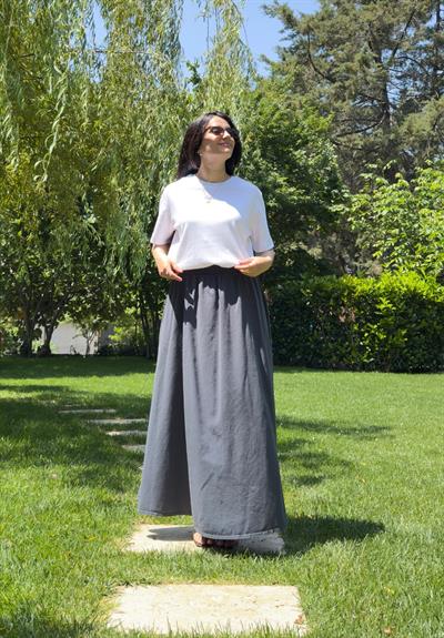 Hakama Gabardin Uzun Etek Füme