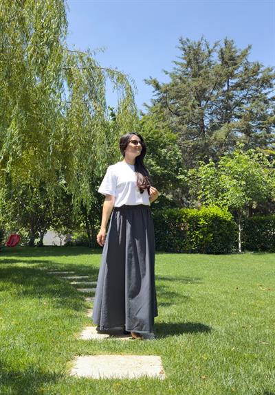 Hakama Gabardin Uzun Etek Füme
