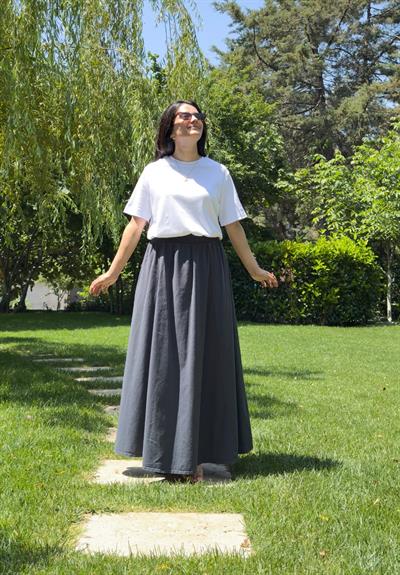 Hakama Gabardin Uzun Etek Füme
