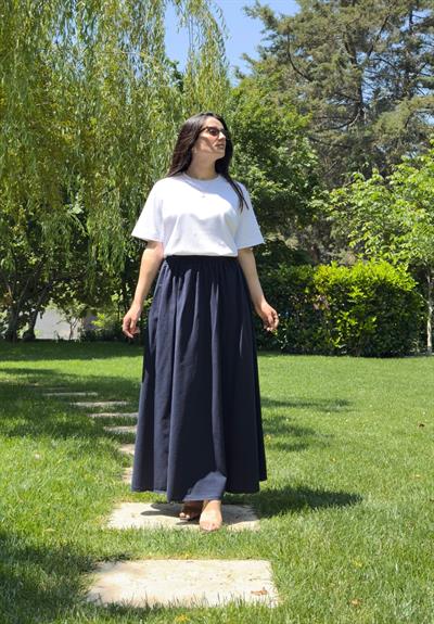 Hakama Gabardin Uzun Etek Lacivert