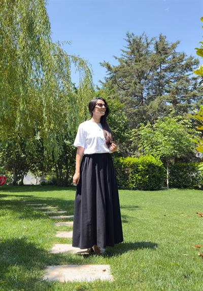 Hakama Gabardin Uzun Etek Siyah