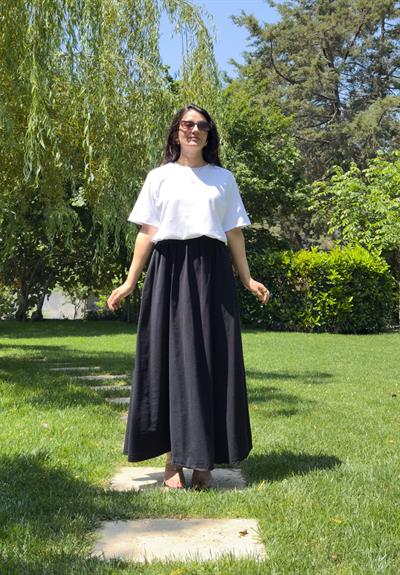 Hakama Gabardin Uzun Etek Siyah