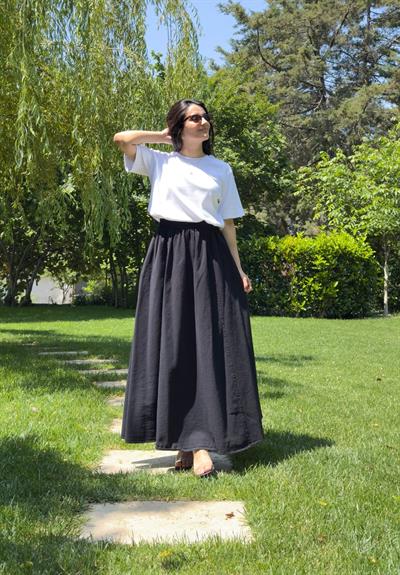 Hakama Gabardin Uzun Etek Siyah