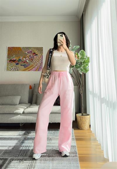 Hatsue Salaş Müslin Pantolon Pudra