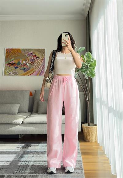 Hatsue Salaş Müslin Pantolon Pudra