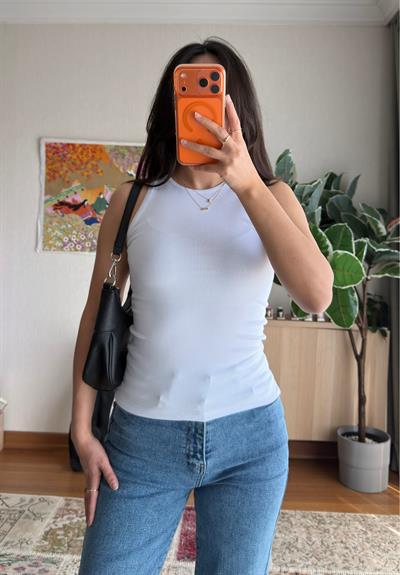 Jin Sıfır Kol Fit Body Beyaz