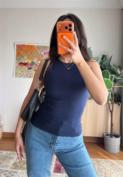Jin Sıfır Kol Fit Body Lacivert