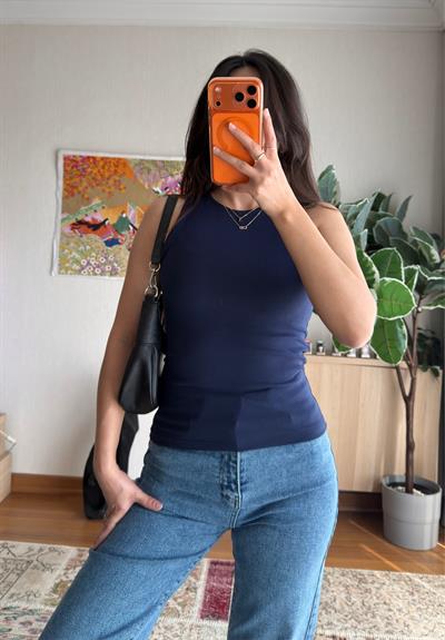 Jin Sıfır Kol Fit Body Lacivert