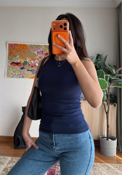 Jin Sıfır Kol Fit Body Lacivert