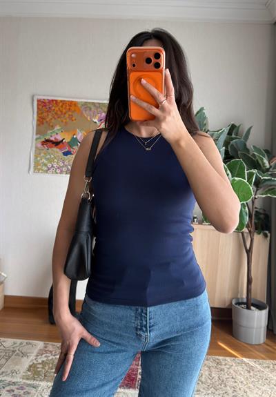Jin Sıfır Kol Fit Body Lacivert