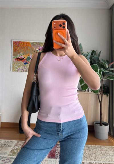 Jin Sıfır Kol Fit Body Pembe