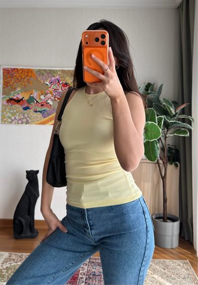 Jin Sıfır Kol Fit Body Sarı
