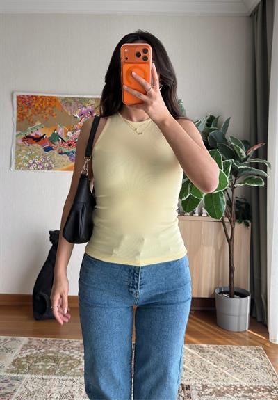 Jin Sıfır Kol Fit Body Sarı
