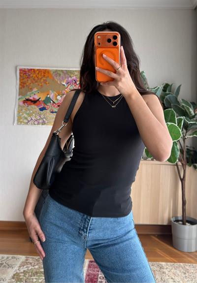 Jin Sıfır Kol Fit Body Siyah