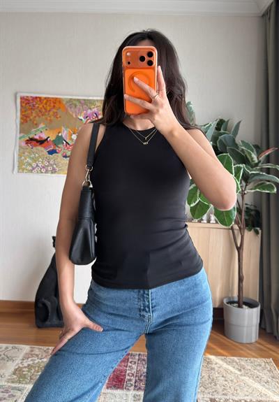 Jin Sıfır Kol Fit Body Siyah