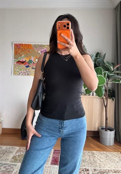 Jin Sıfır Kol Fit Body Siyah