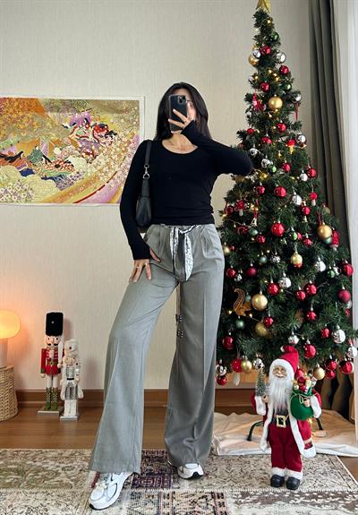 Kaina Fular Bağlamalı Pantolon Açık-Yeşil