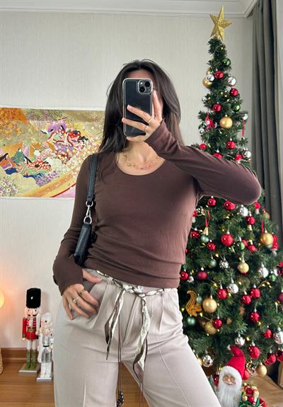 Kaina Fular Bağlamalı Pantolon Bej