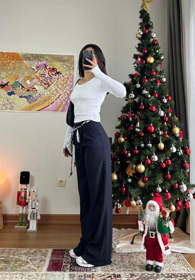 Kaina Fular Bağlamalı Pantolon Lacivert