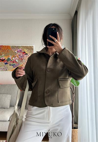 Kazue Nubuk Ceket Haki