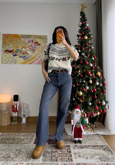 Keina Yüksek Bel Kemerli Jean