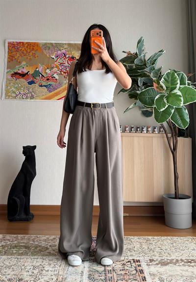 Kemerli Pinterest Modal Pantolon Haki