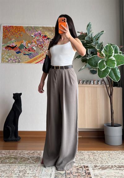 Kemerli Pinterest Modal Pantolon Haki