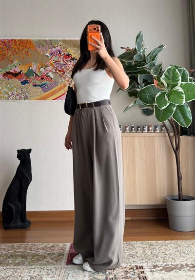 Kemerli Pinterest Modal Pantolon Haki