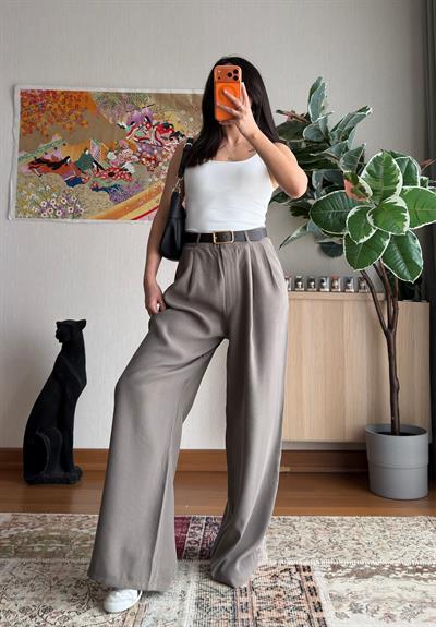 Kemerli Pinterest Modal Pantolon Haki