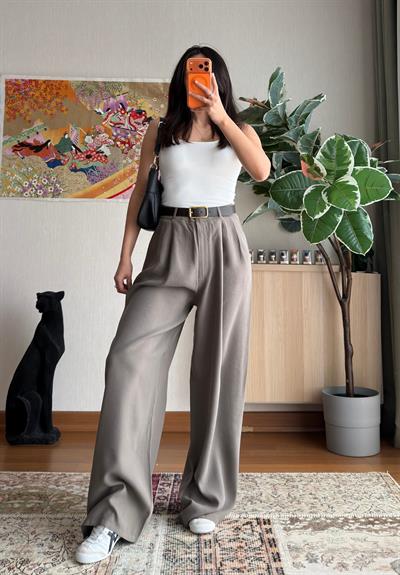 Kemerli Pinterest Modal Pantolon Haki