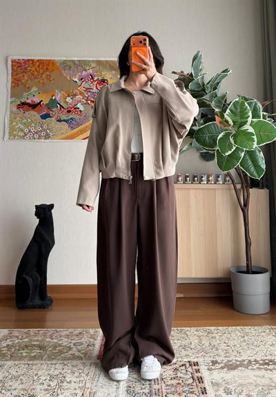 Kemerli Pinterest Modal Pantolon Kahve