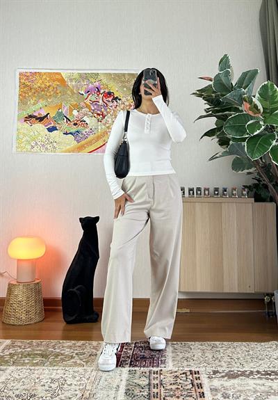 Kiera düğmeli Body Beyaz