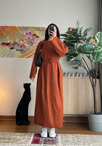 Kikue Triko Elbise Kiremit
