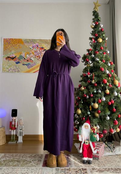 Kikue Triko Elbise Mor