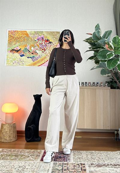 Kimora Önü Cırtlı Body Kahve