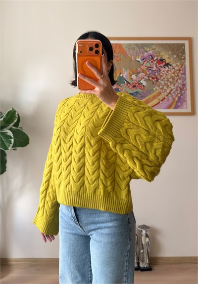 Kuia Örgülü Pinterest Kazak Hardal