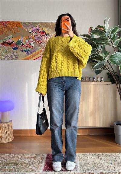 Kuia Örgülü Pinterest Kazak Hardal