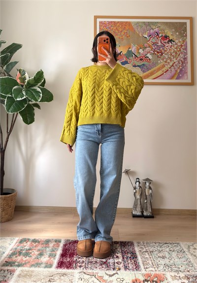 Kuia Örgülü Pinterest Kazak Hardal