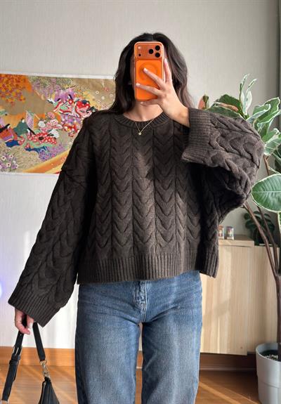 Kuia Örgülü Pinterest Kazak Kahve