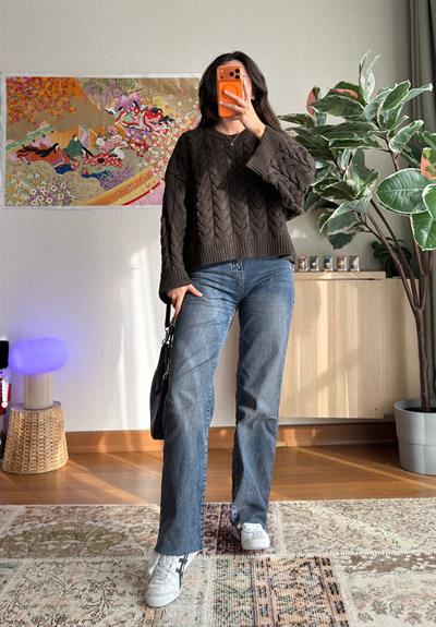 Kuia Örgülü Pinterest Kazak Kahve
