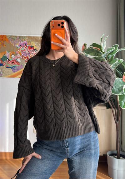 Kuia Örgülü Pinterest Kazak Kahve