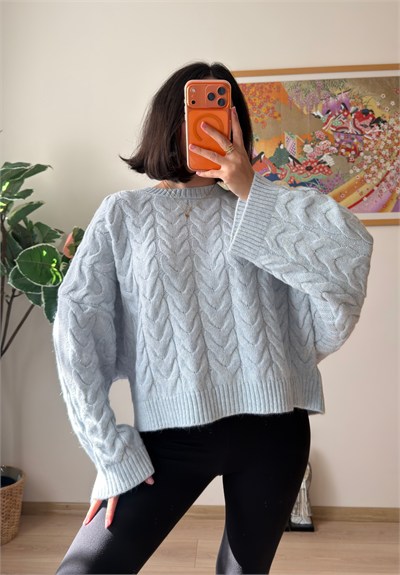 Kuia Örgülü Pinterest Kazak Mavi