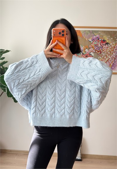 Kuia Örgülü Pinterest Kazak Mavi