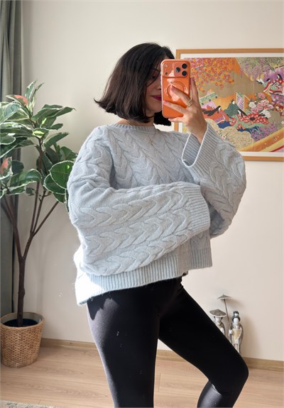 Kuia Örgülü Pinterest Kazak Mavi