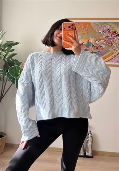 Kuia Örgülü Pinterest Kazak Mavi