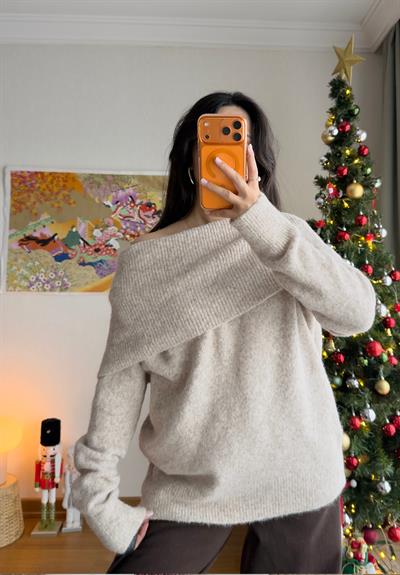 Madonna Yaka Oversize Kazak Bej
