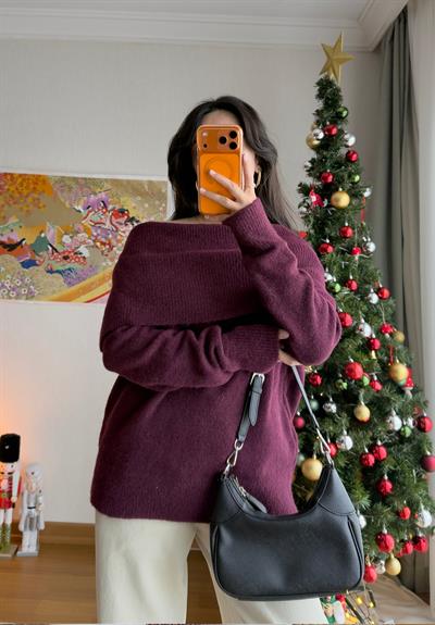 Madonna Yaka Oversize Kazak Bordo